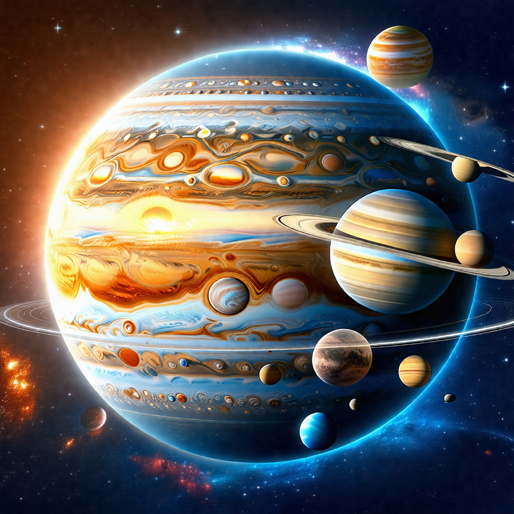 Colorful and detailed illustration of the solar system, f...