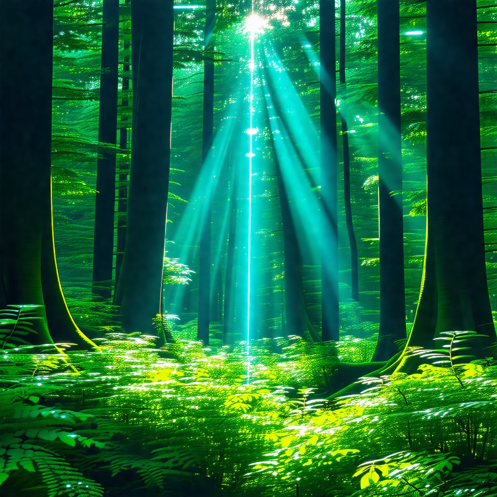 Lush green forest filled with trees and plants