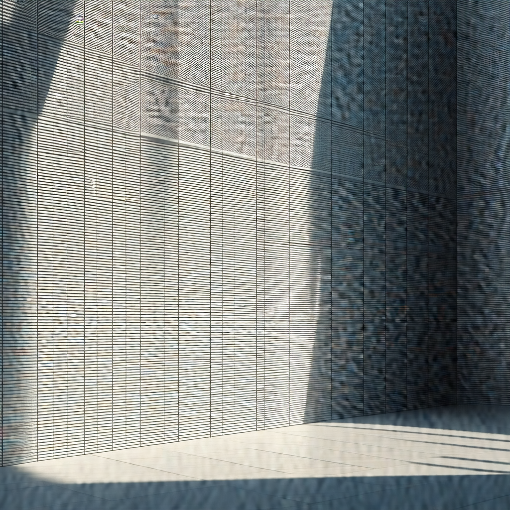 Large, white brick wall with a shadow cast on it