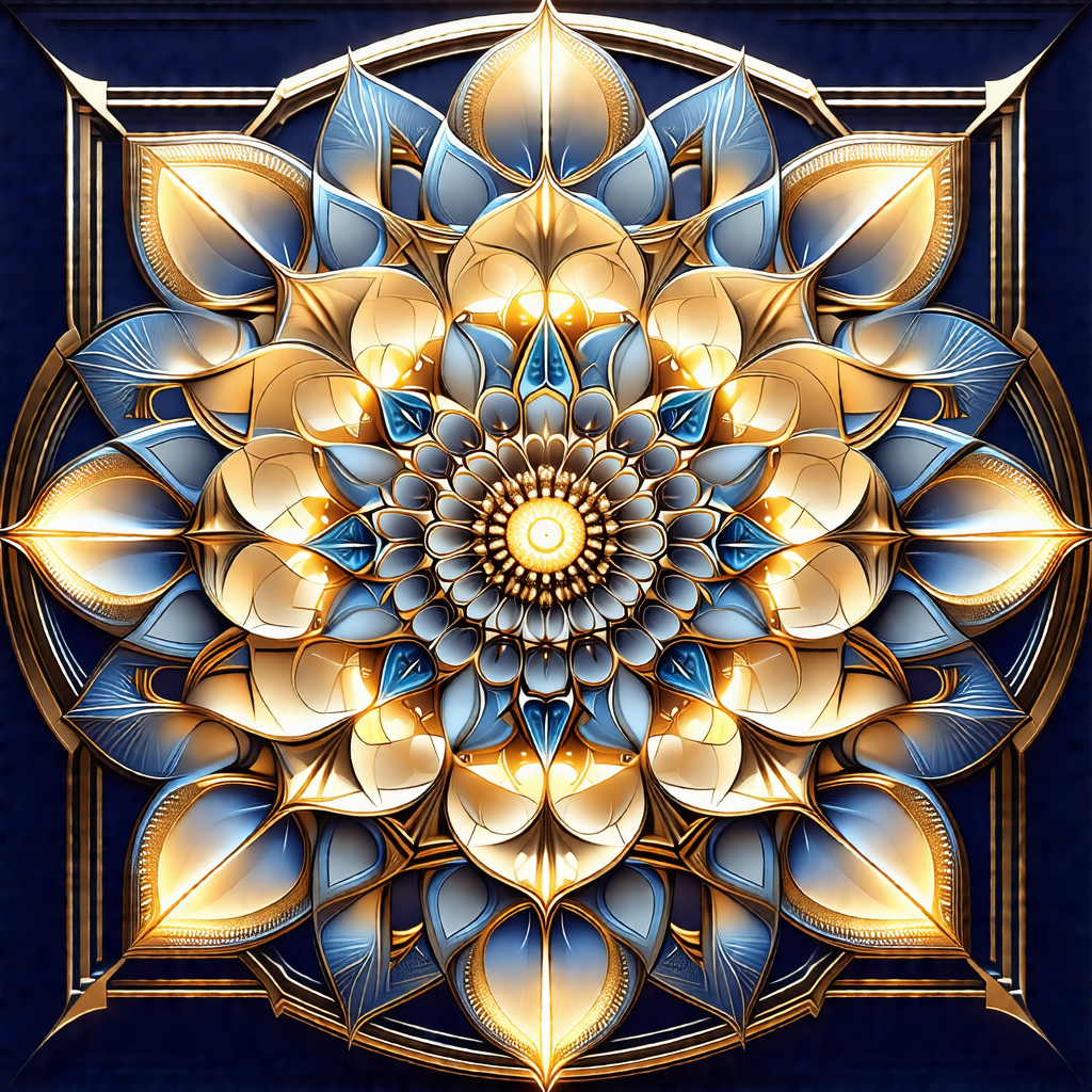 Beautifully crafted blue and gold flower design