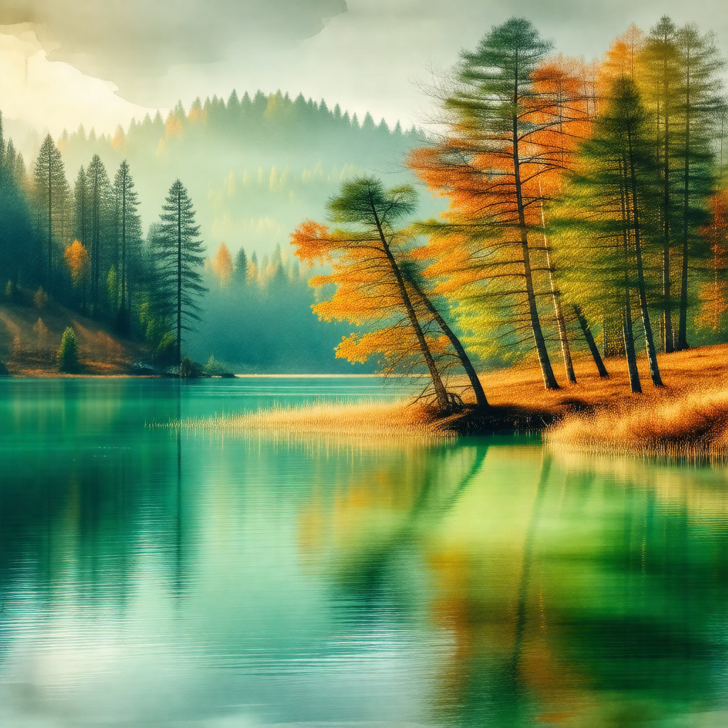 Serene scene of a lake surrounded by trees