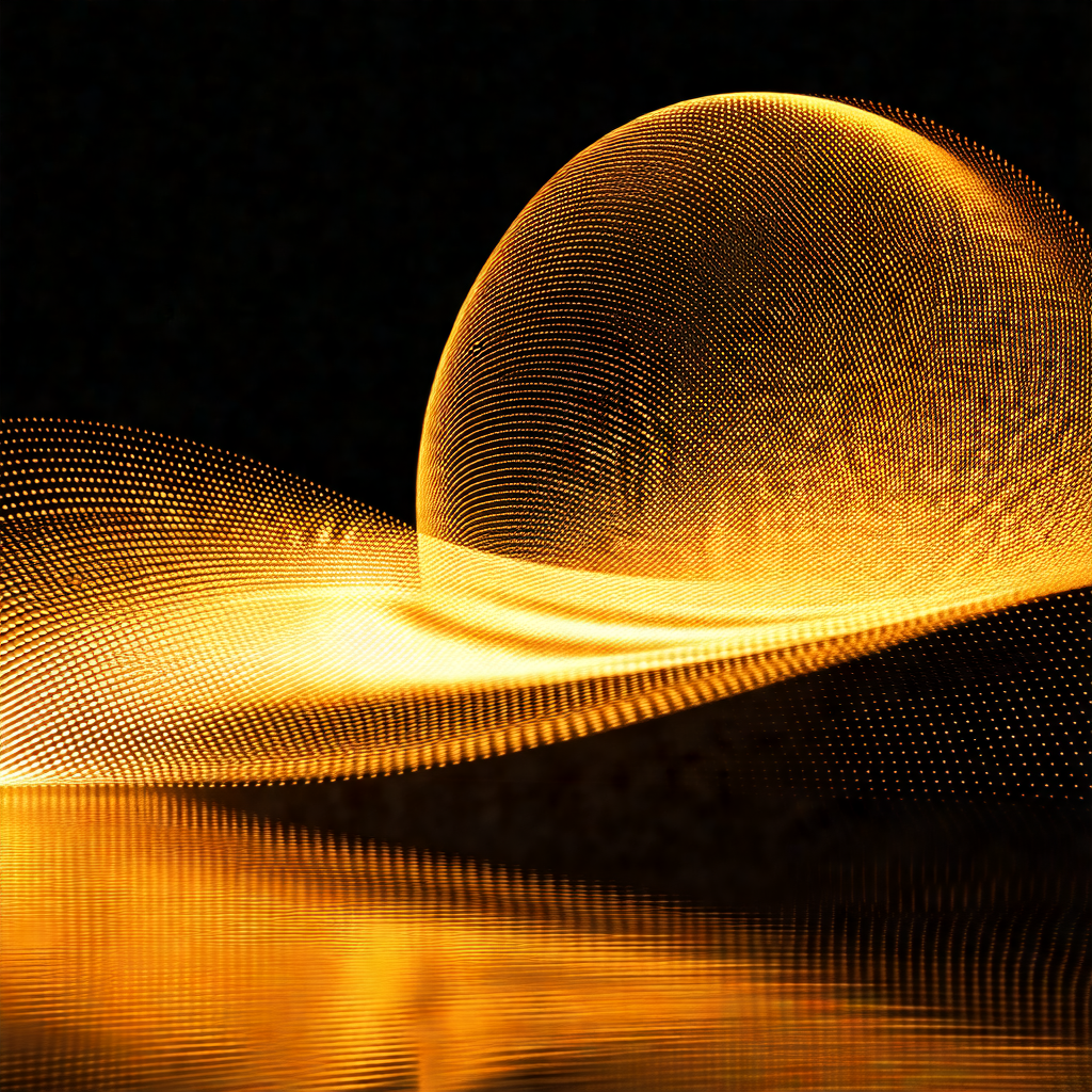 Brightly lit, yellow sphere floating in a dark, starry sky