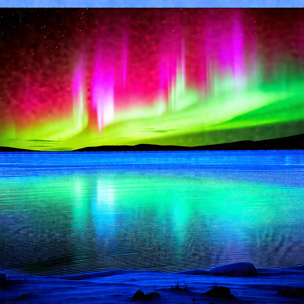 Captures a beautiful nighttime scene of a lake with a sky...