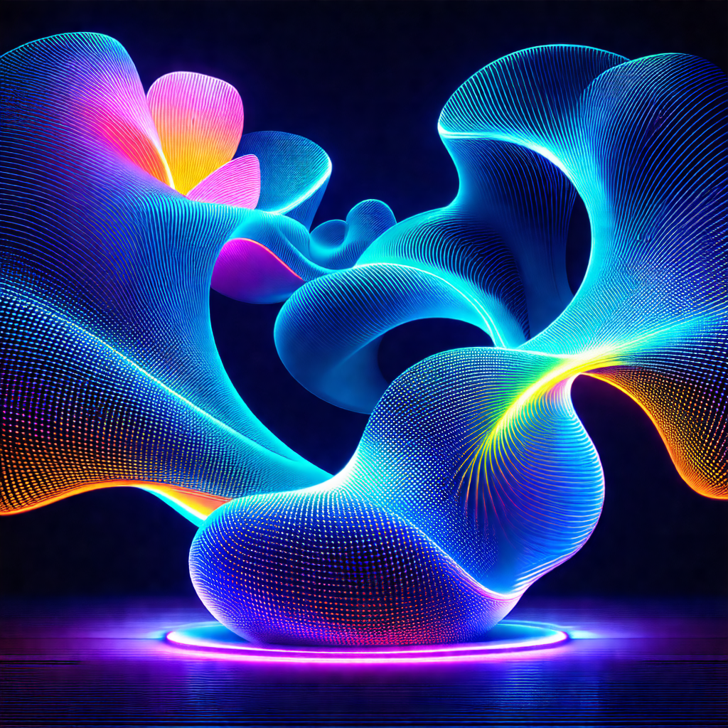 Large, colorful, and illuminated sculpture of a flower