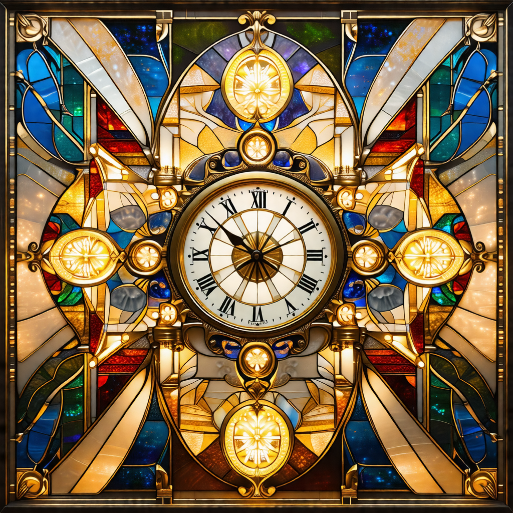 Large, intricately designed stained glass window