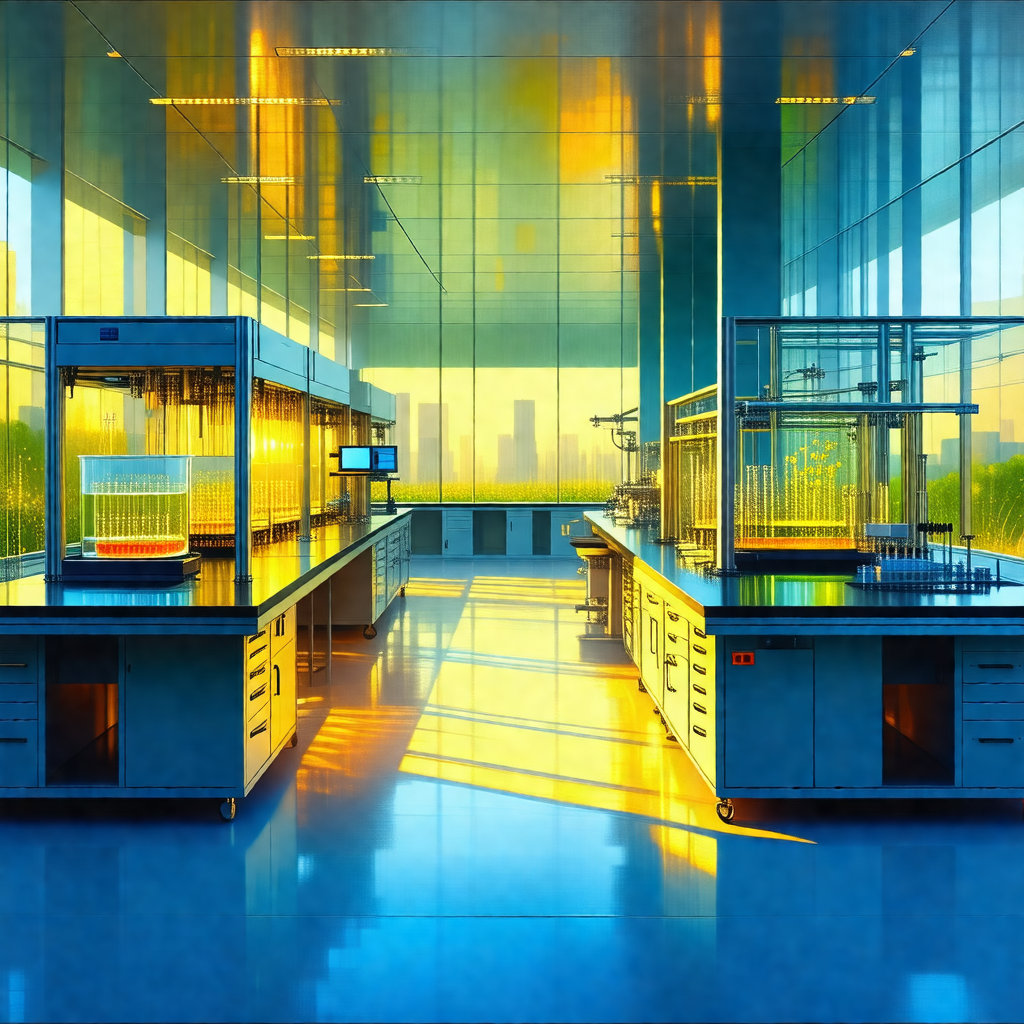 Large, well-lit laboratory with a variety of equipment an...