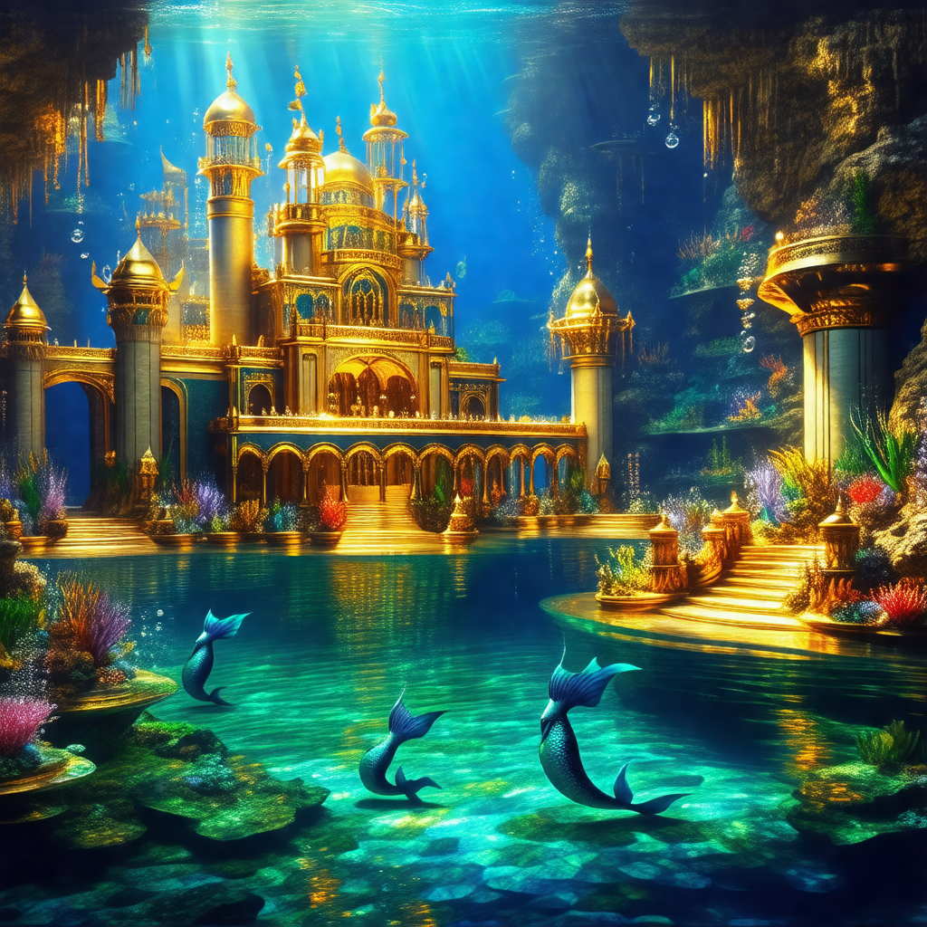 Beautiful underwater palace with a castle-like structure