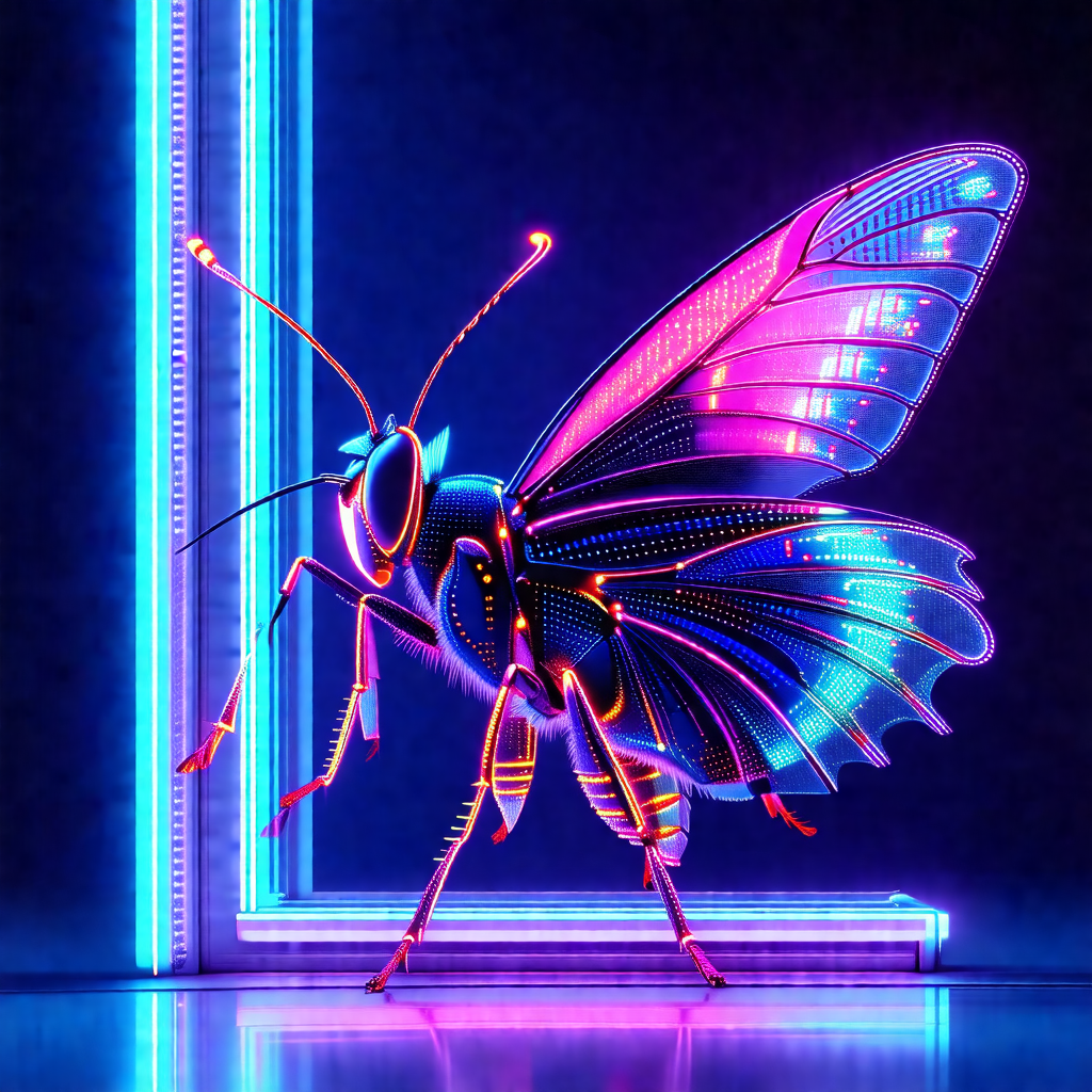 Large, colorful butterfly standing in front of a brightly...