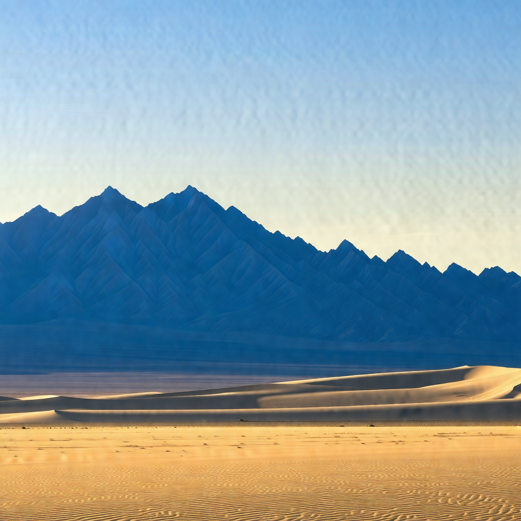 Beautiful desert landscape with a majestic mountain range...