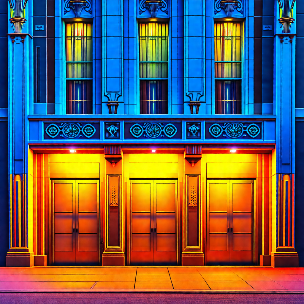 Large, ornate building with a blue and white facade