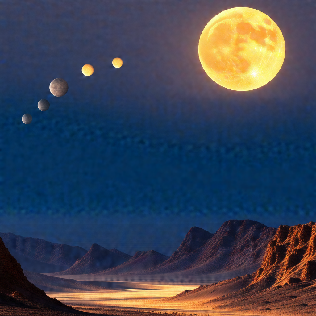 Beautiful nighttime scene with a moon rising in the sky