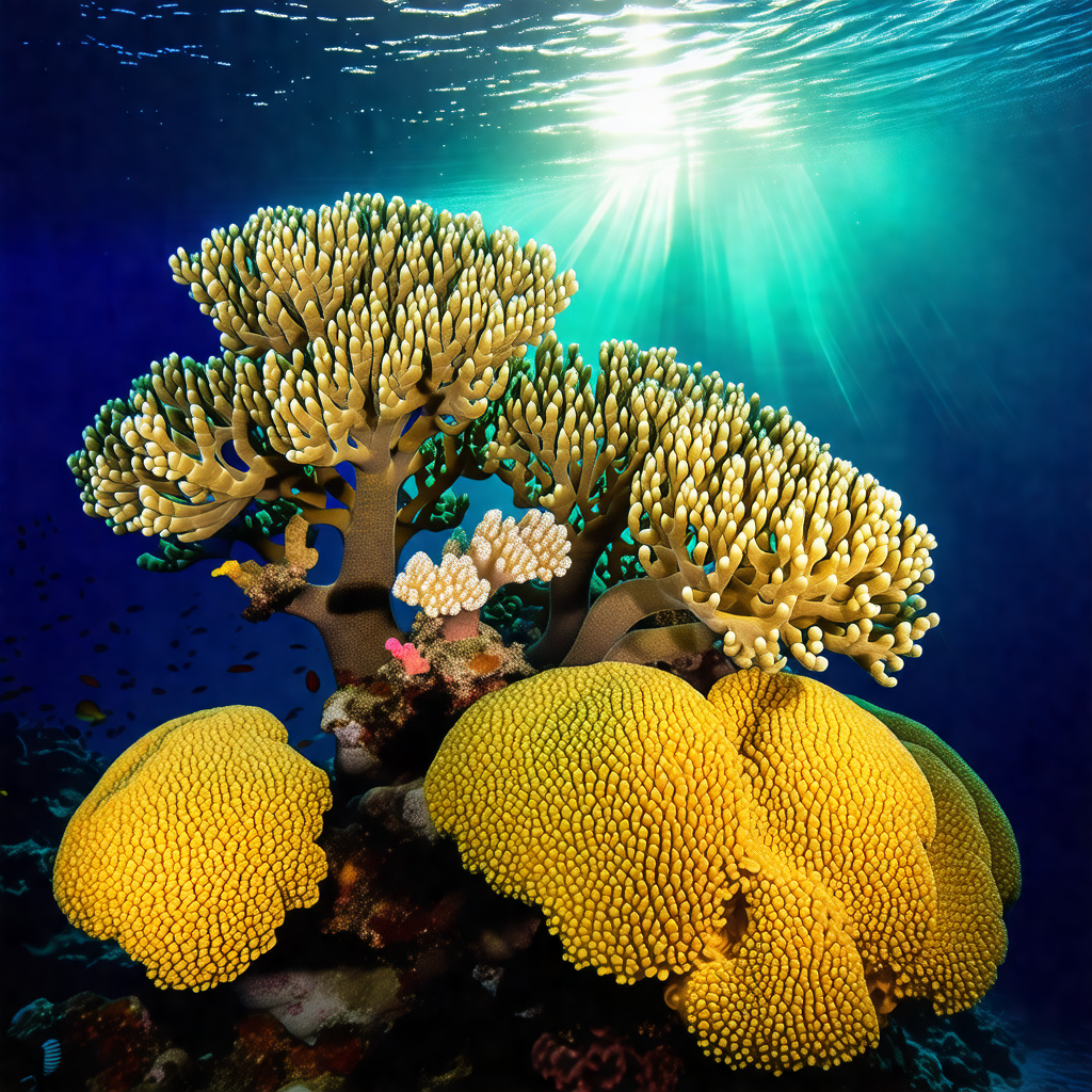 Vibrant coral reef with a variety of colorful coral and s...