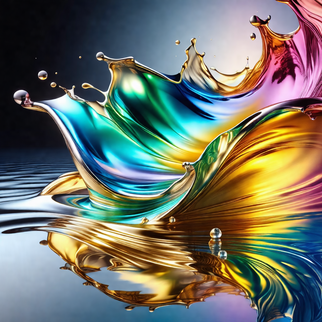 Colorful, swirling liquid, possibly a mix of water and oi...