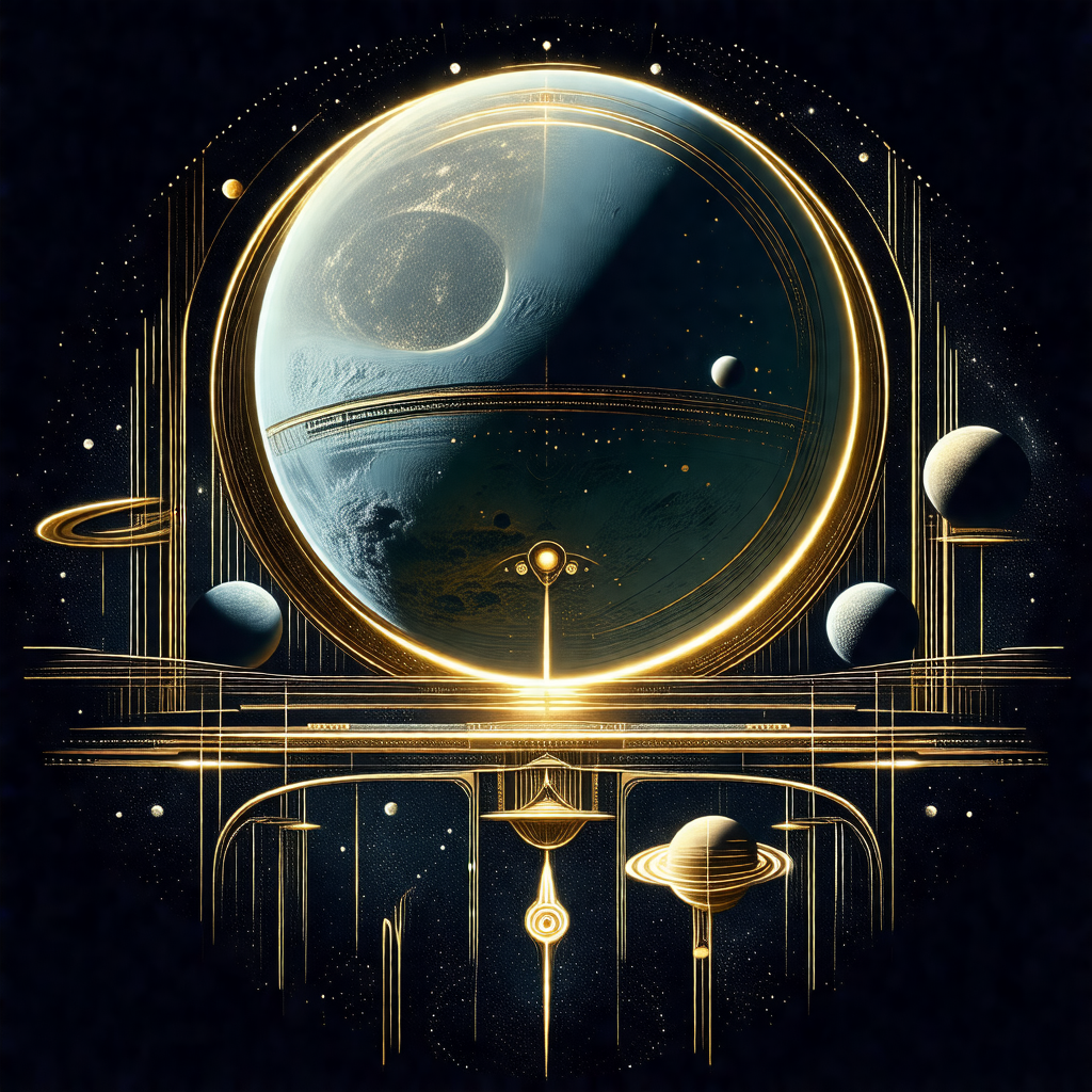 Beautifully drawn illustration of a solar system, featuri...