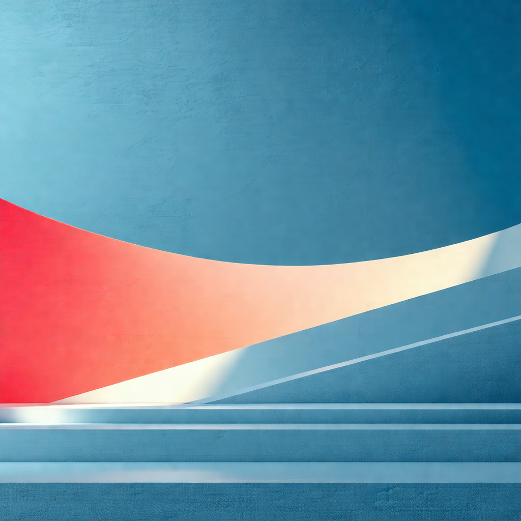 Large, curved structure with a red and white color scheme