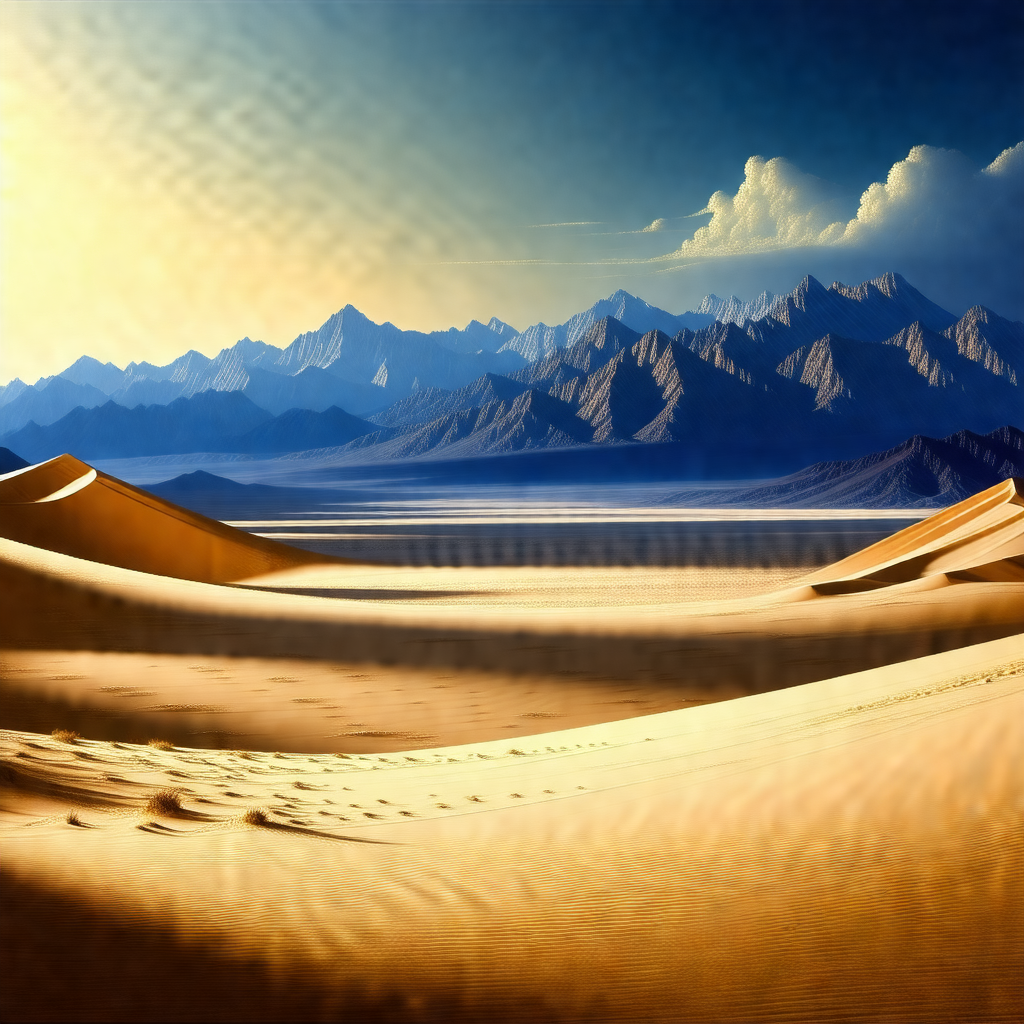 Beautiful desert landscape with a mountain range in the b...