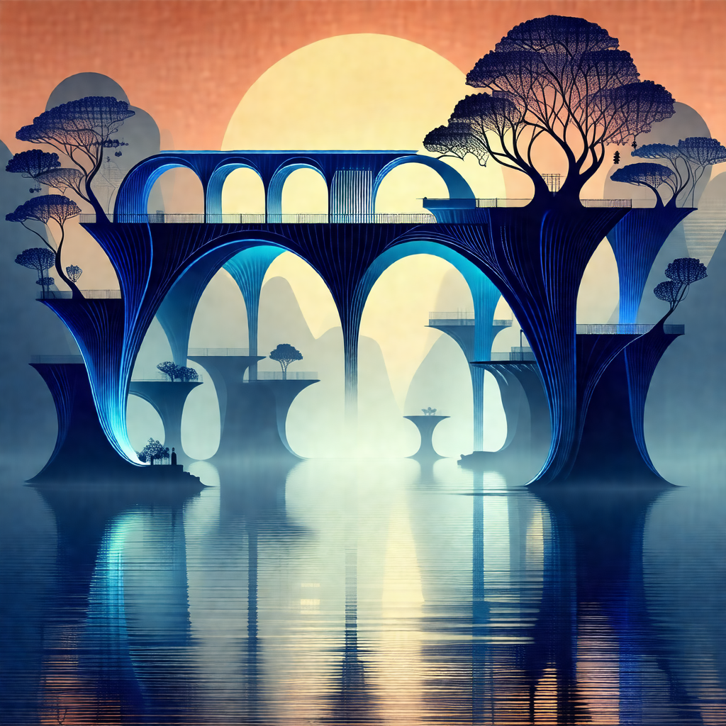 Beautifully designed bridge that spans across a body of w...