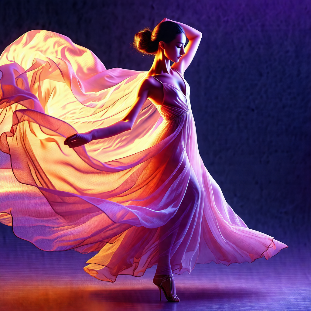 Woman in a pink dress, standing on a stage and performing...