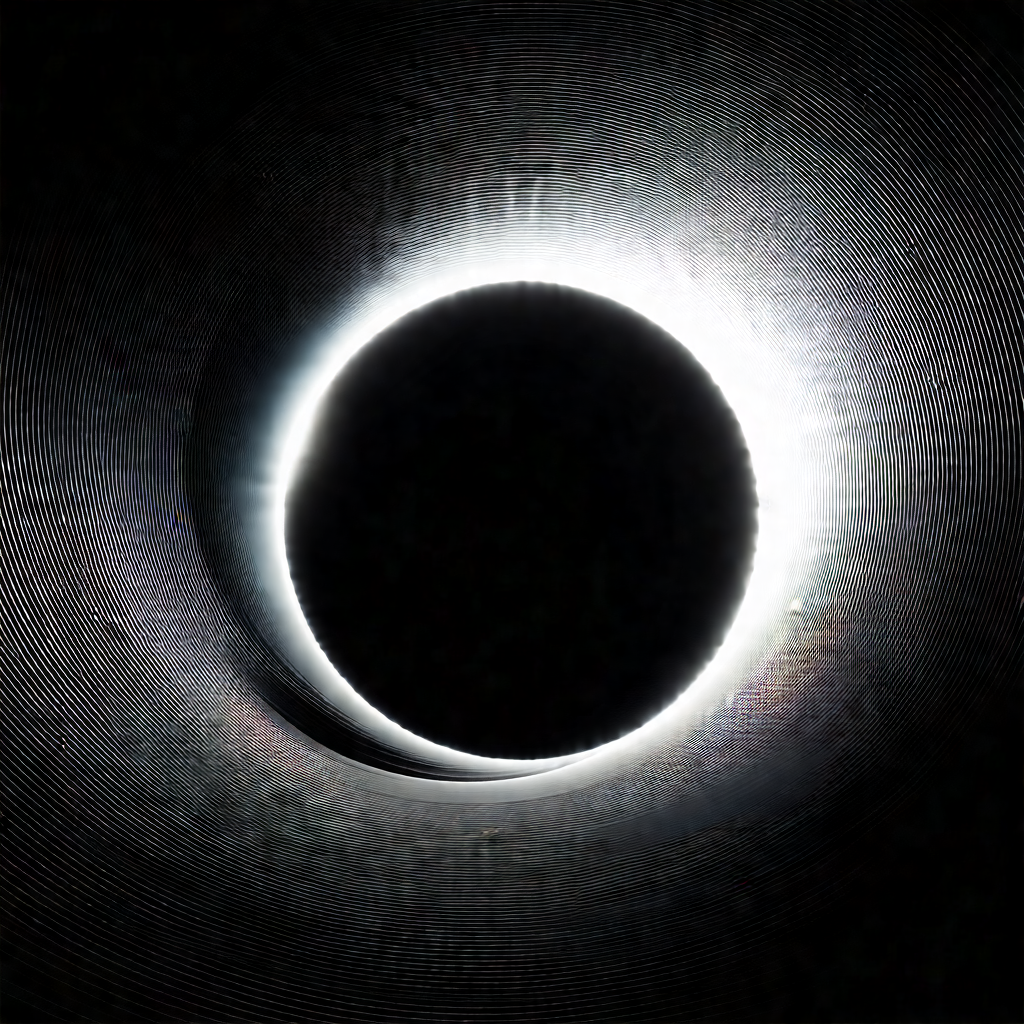 Large, dark circle in the center of the frame, which appe...