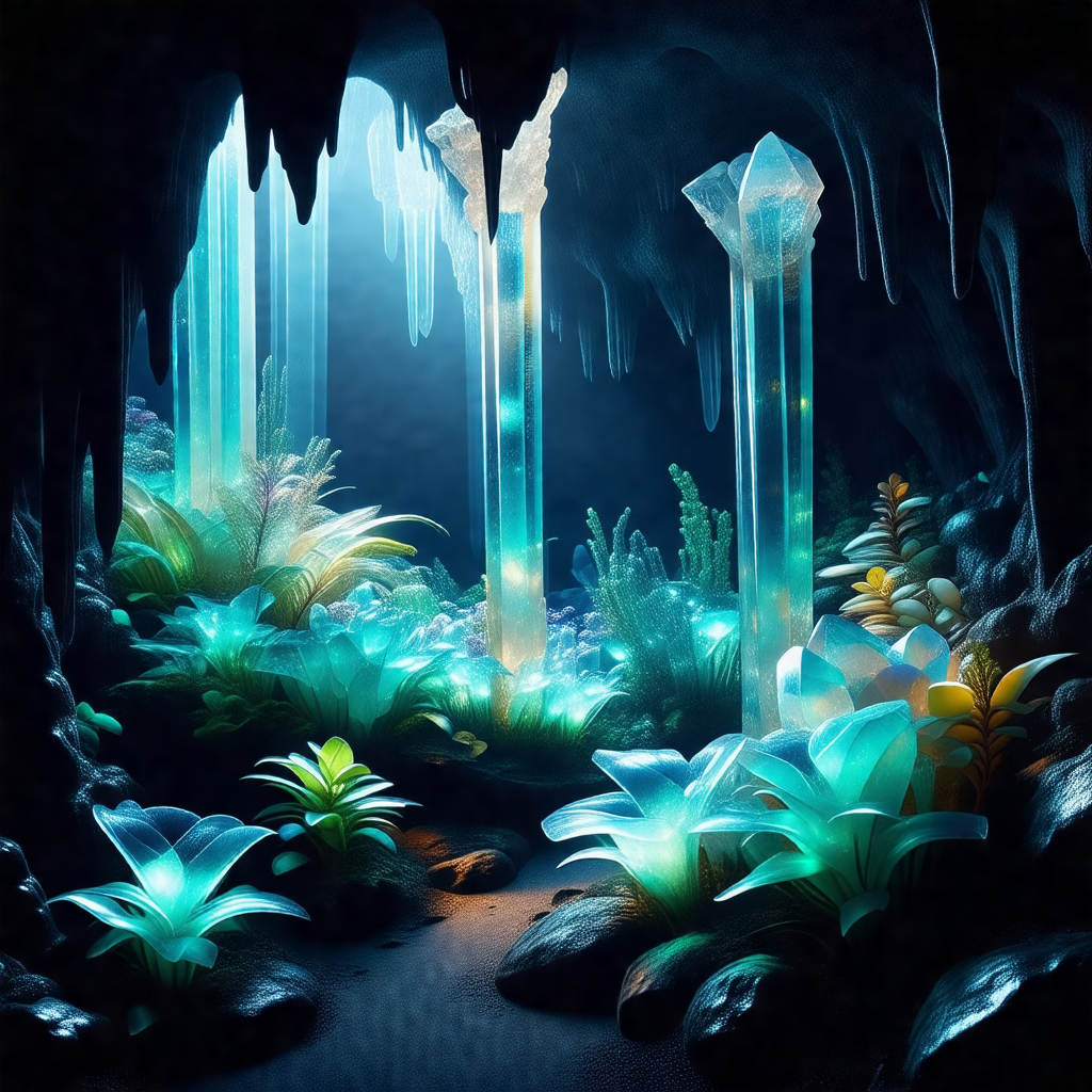 Lush, colorful underwater world filled with various plant...