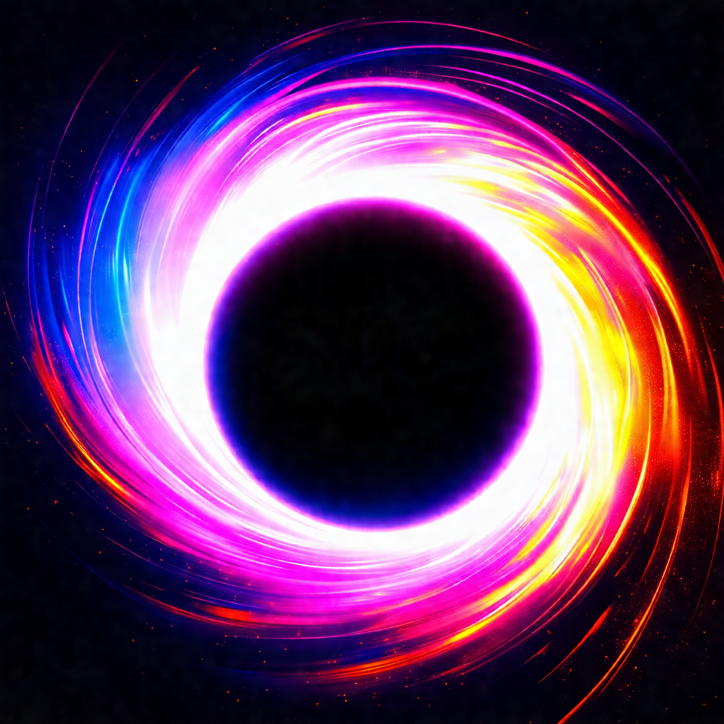 Brightly colored, swirling vortex that resembles a black ...