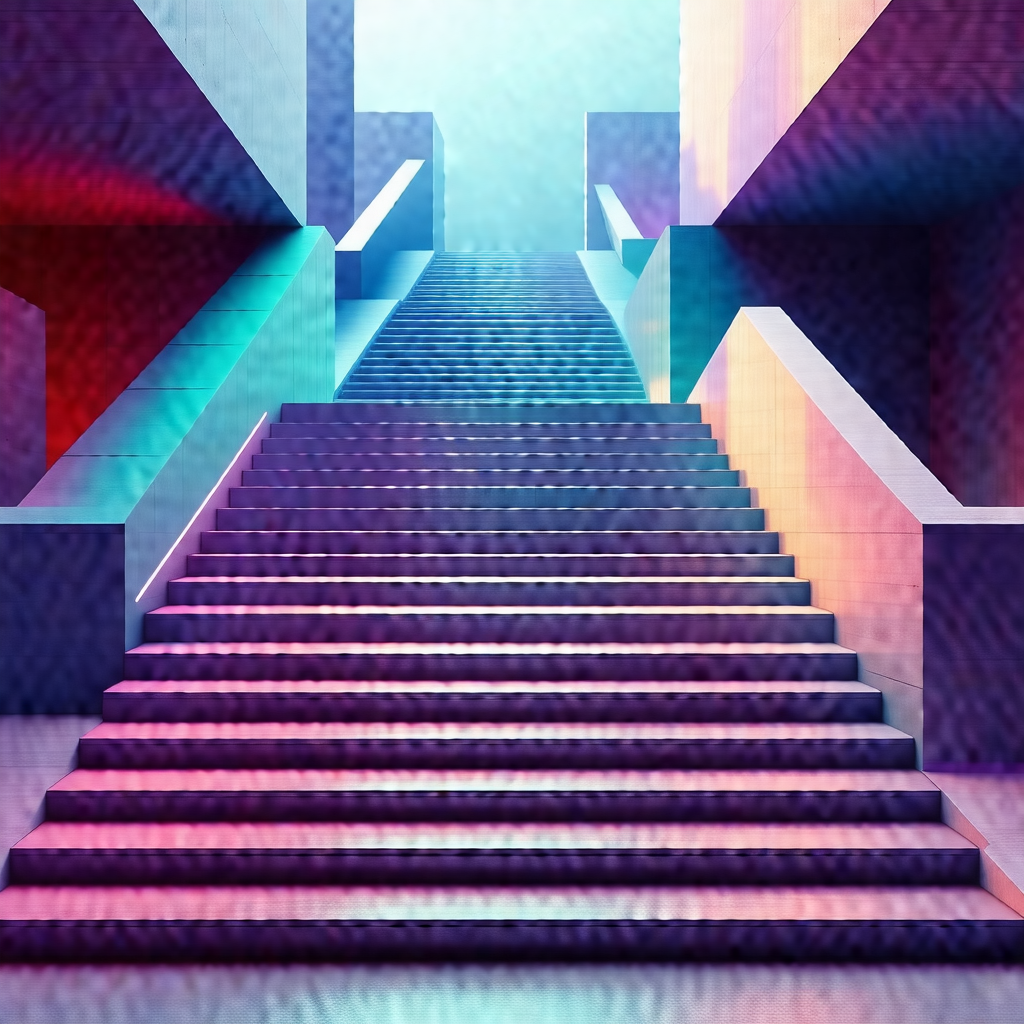 Colorful, three-dimensional representation of a staircase