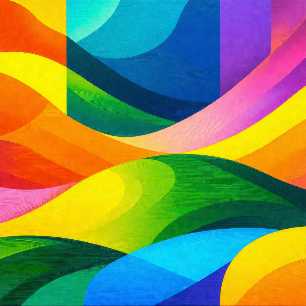 Colorful painting featuring a variety of colors and patterns