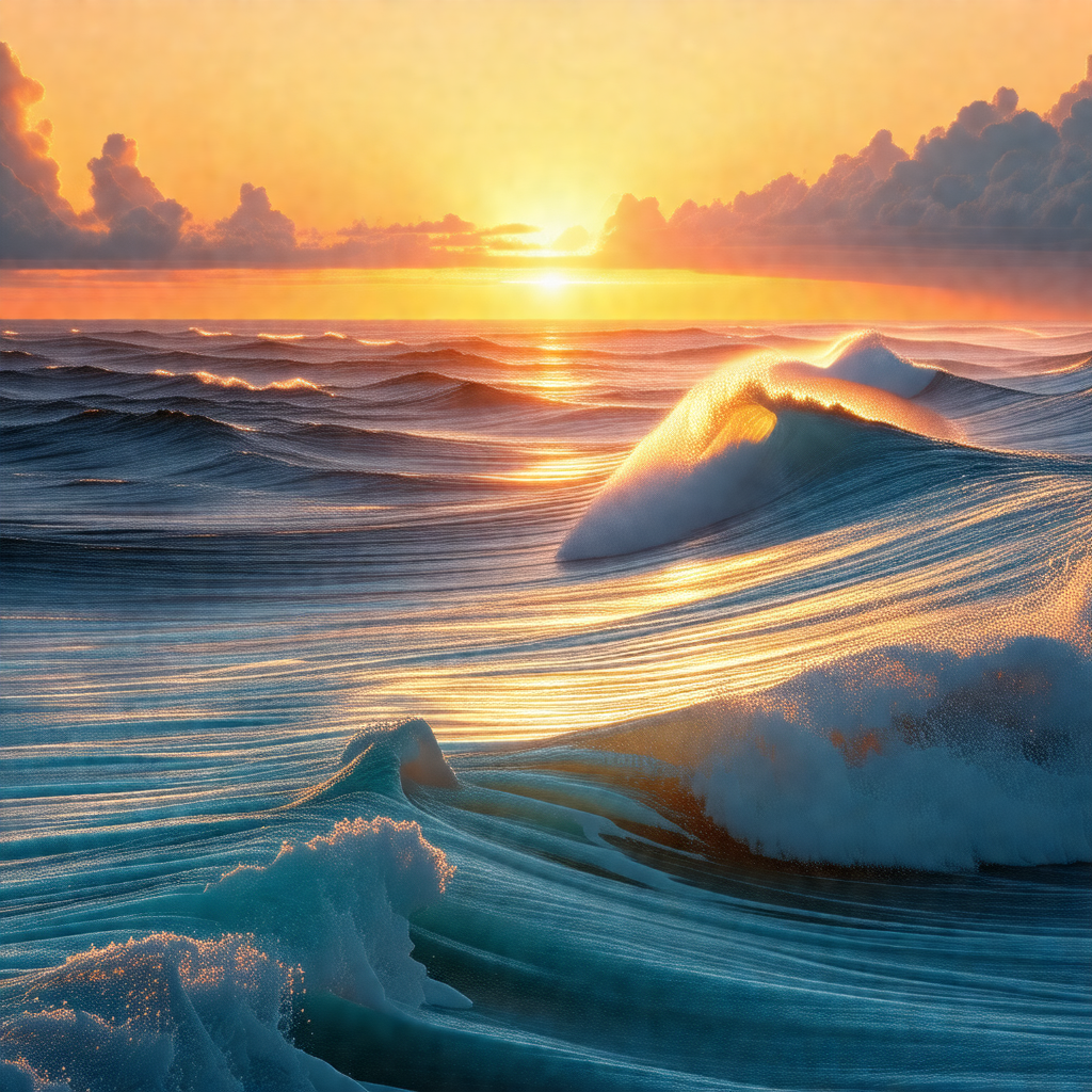 Beautiful sunset over the ocean, with the sun setting beh...
