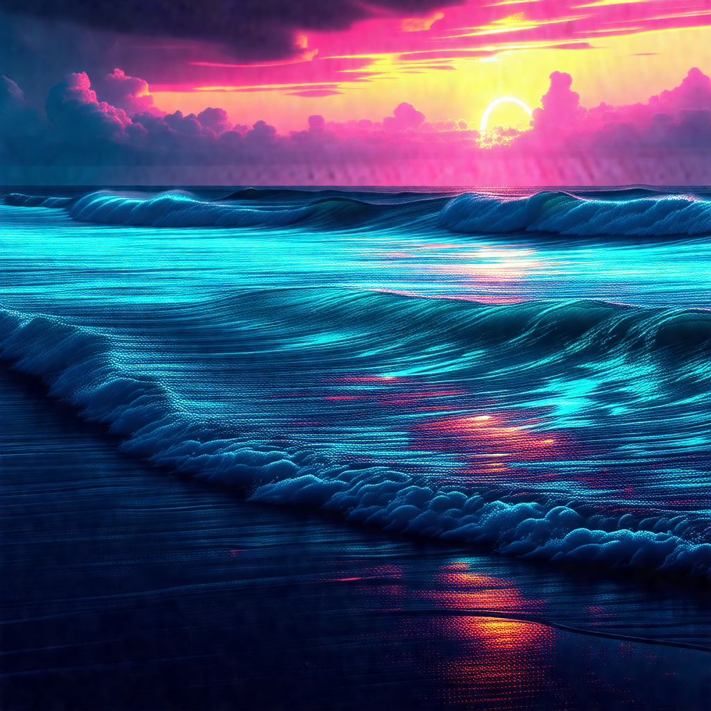Beautiful sunset over the ocean, with the sun setting beh...