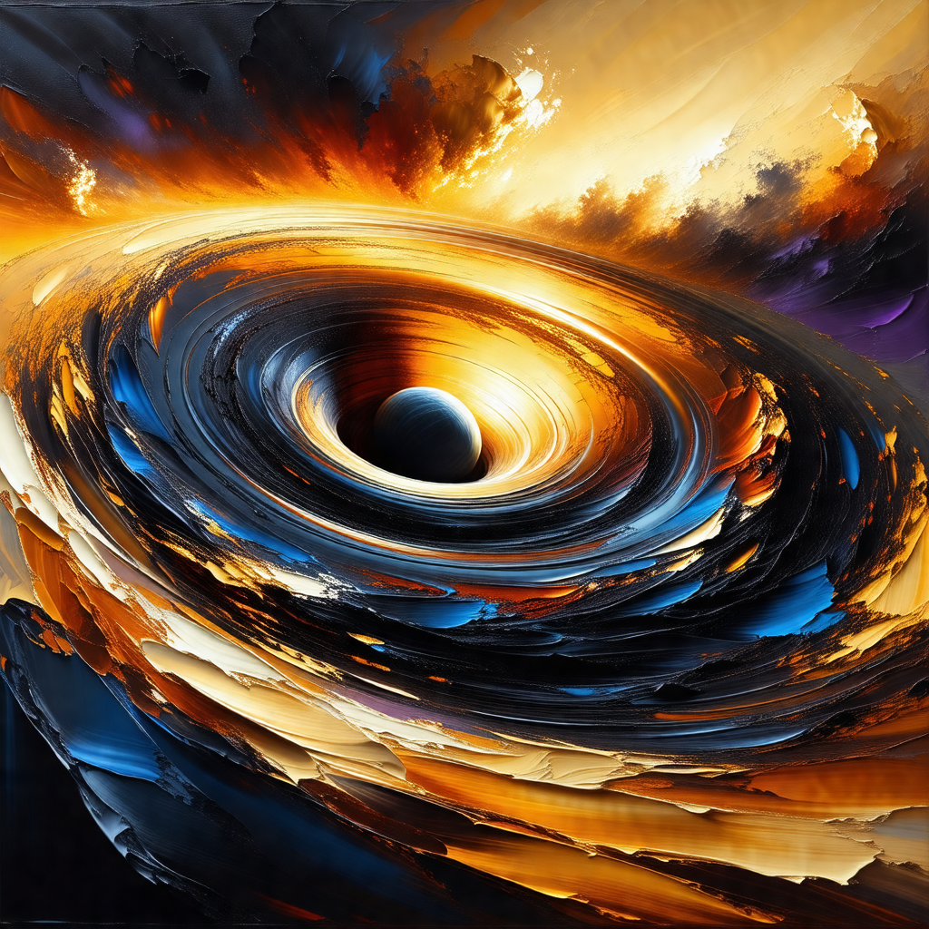 Large, colorful, and swirling vortex, which appears to be...