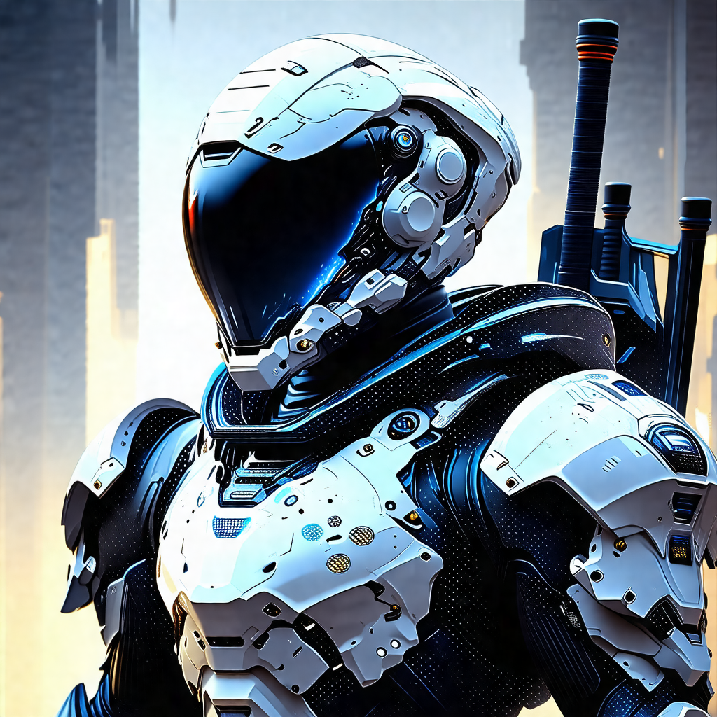 Futuristic robot with a white and black color scheme