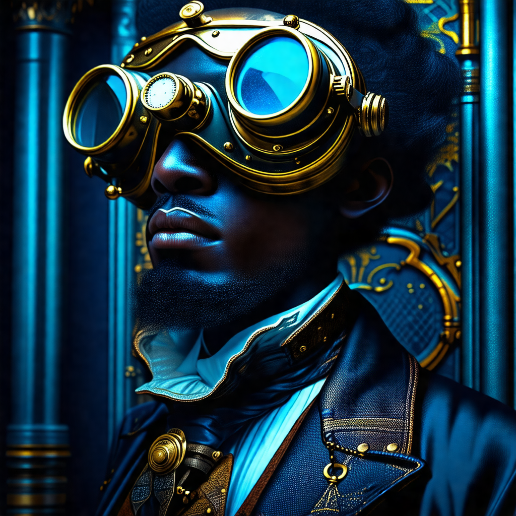 Man wearing a suit and a pair of goggles