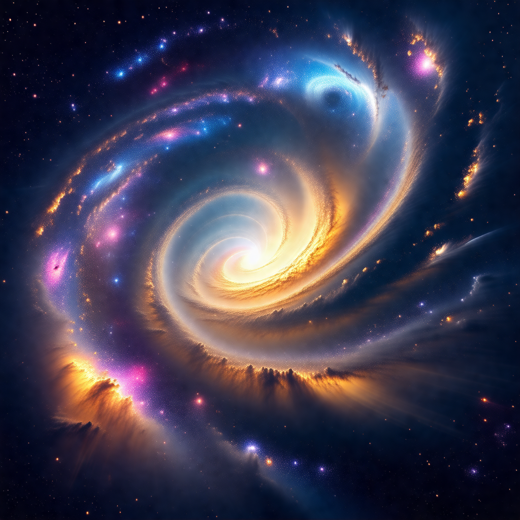Beautifully detailed space scene featuring a spiral galax...