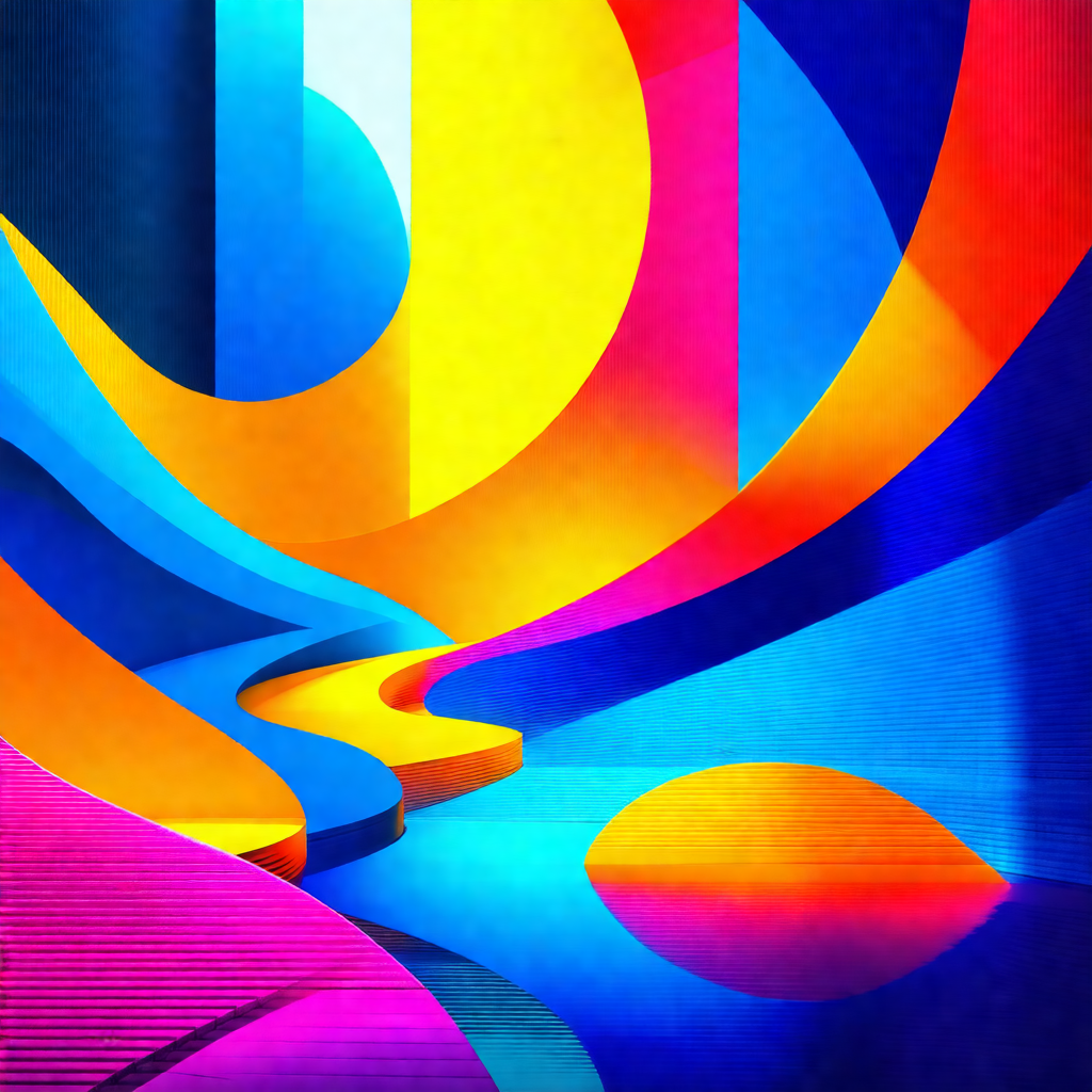 Colorful and abstract painting of a river