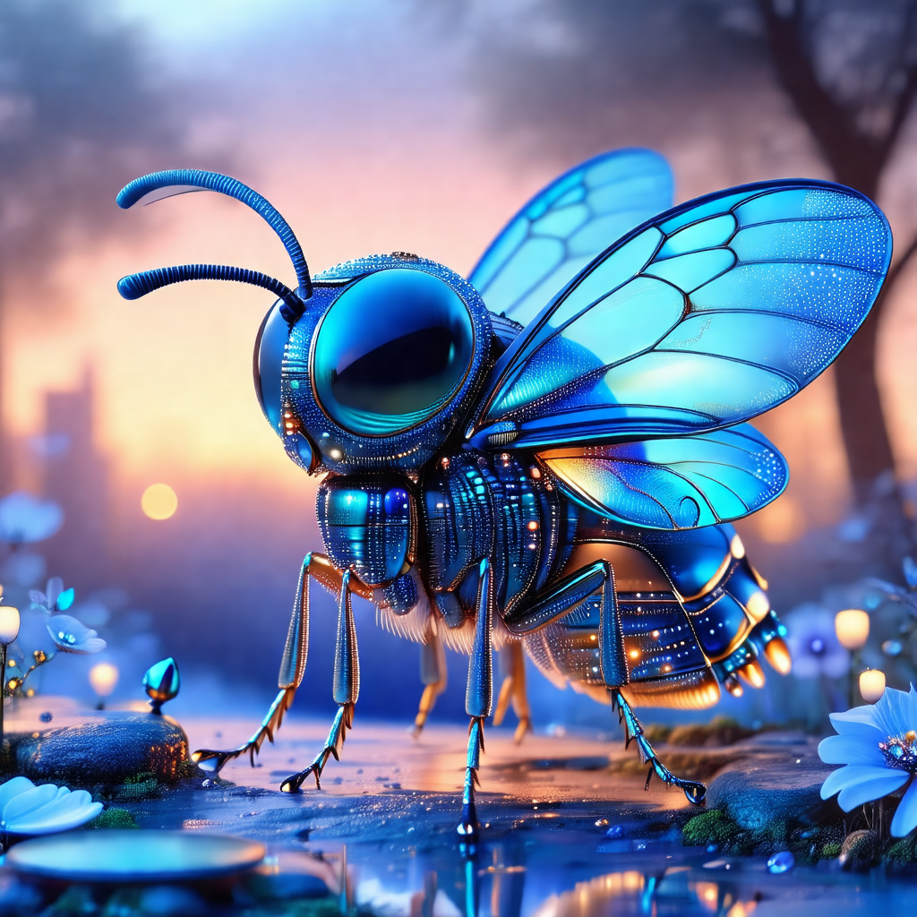 Blue butterfly with a metallic appearance, standing on a ...