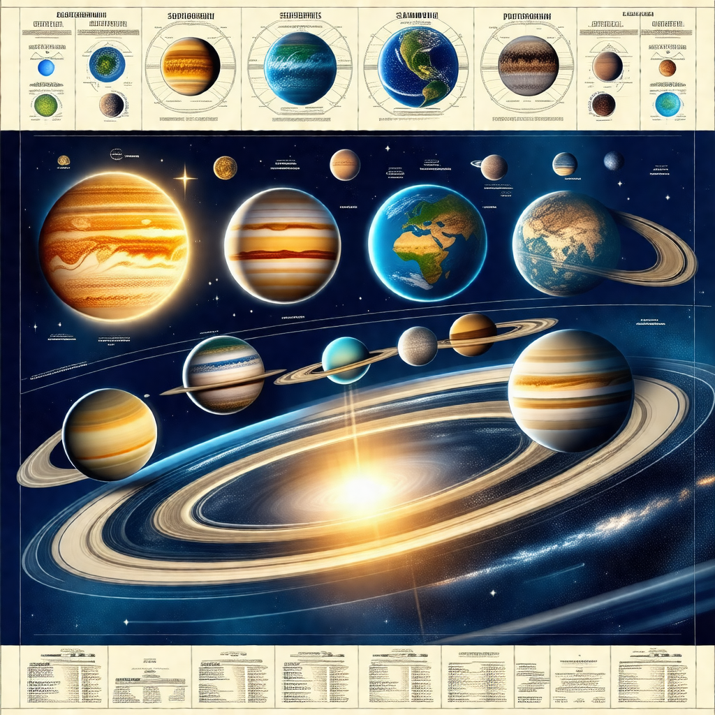 Poster featuring a solar system with various planets and ...