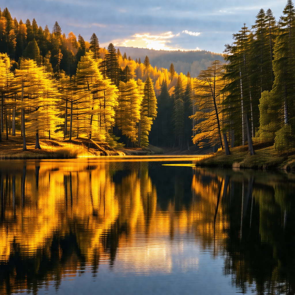 Serene lake surrounded by a forest of trees