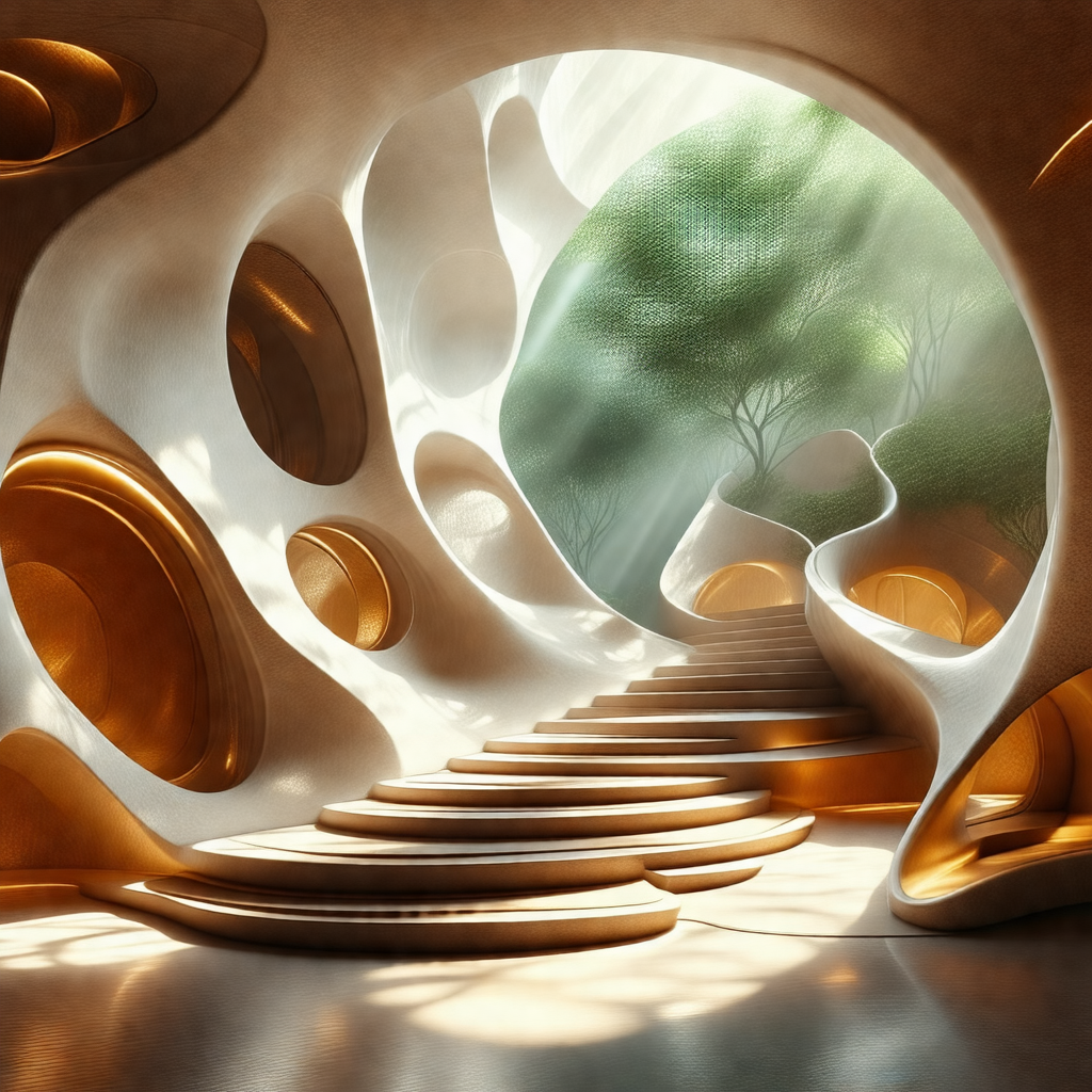 3d rendering of a staircase leading to a doorway