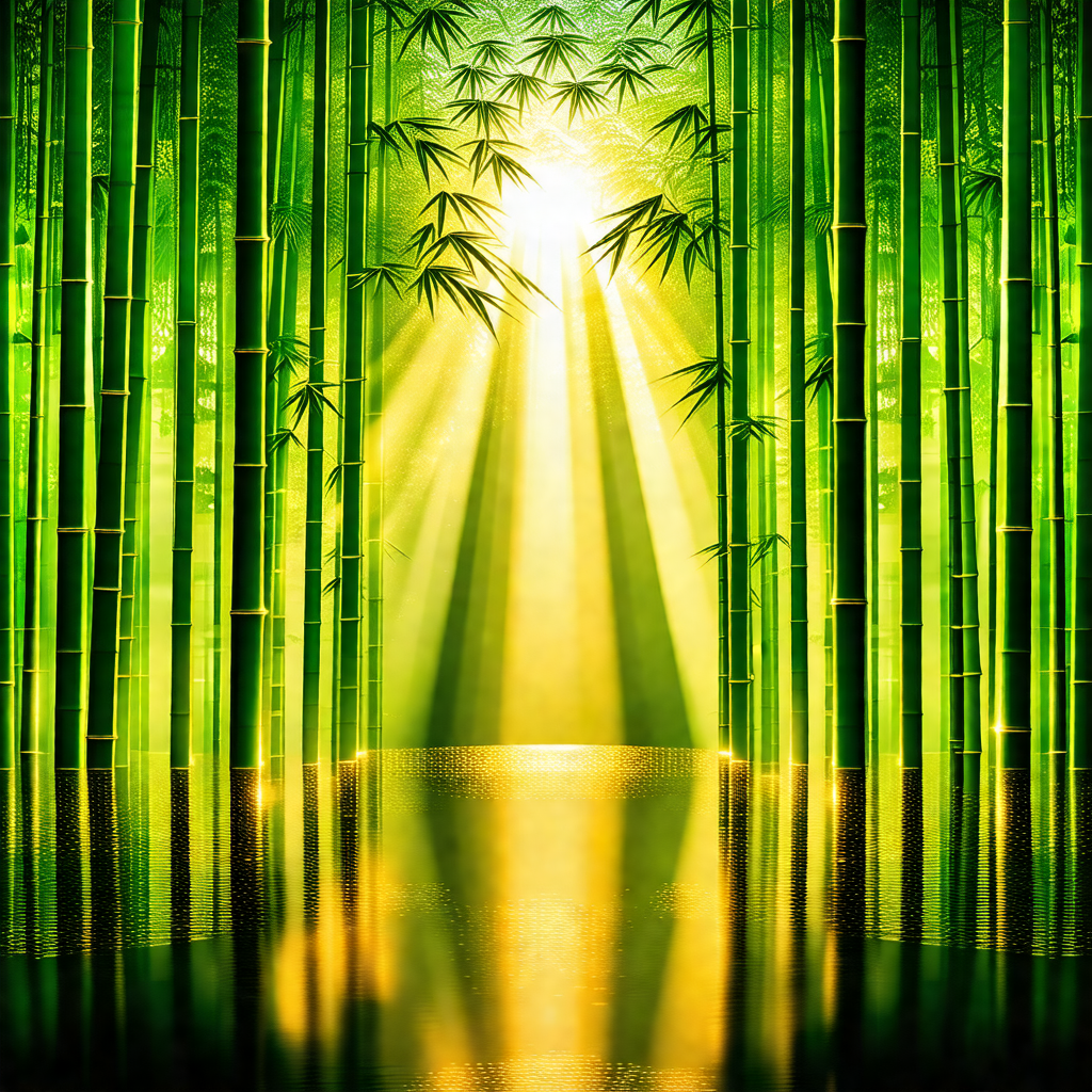 Serene scene of a forest with a sunlight shining through ...