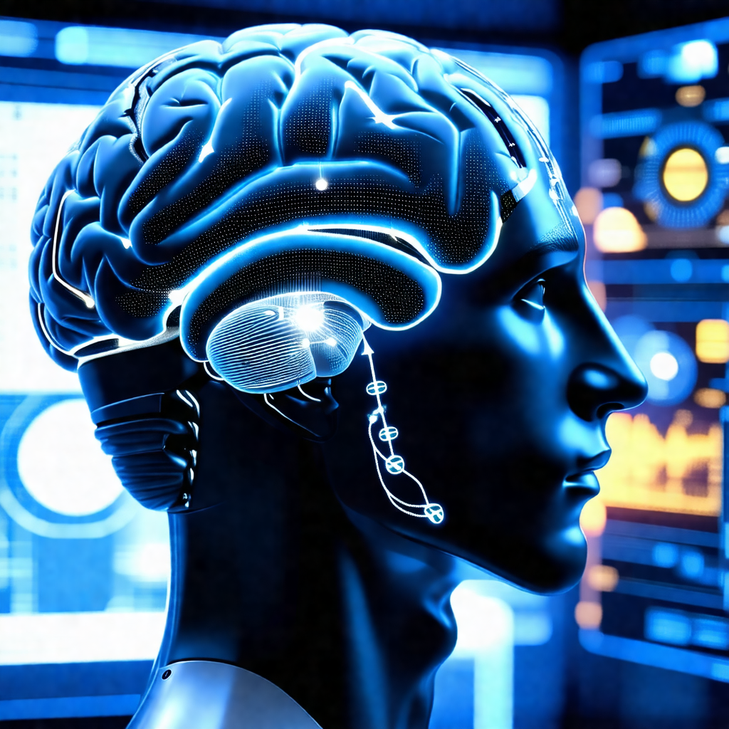 Close-up of a human head with a blue hue, likely due to t...