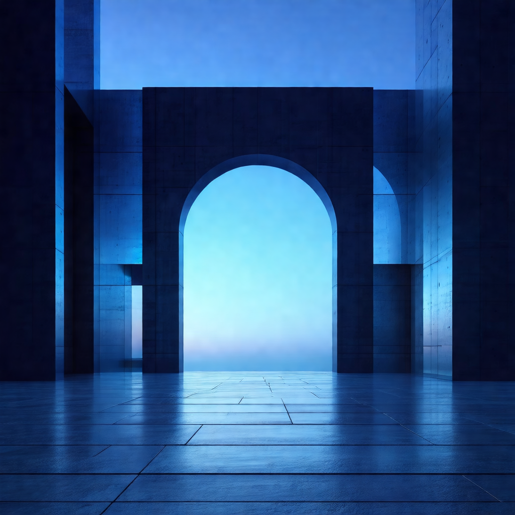 Large, open archway with a blue sky above it