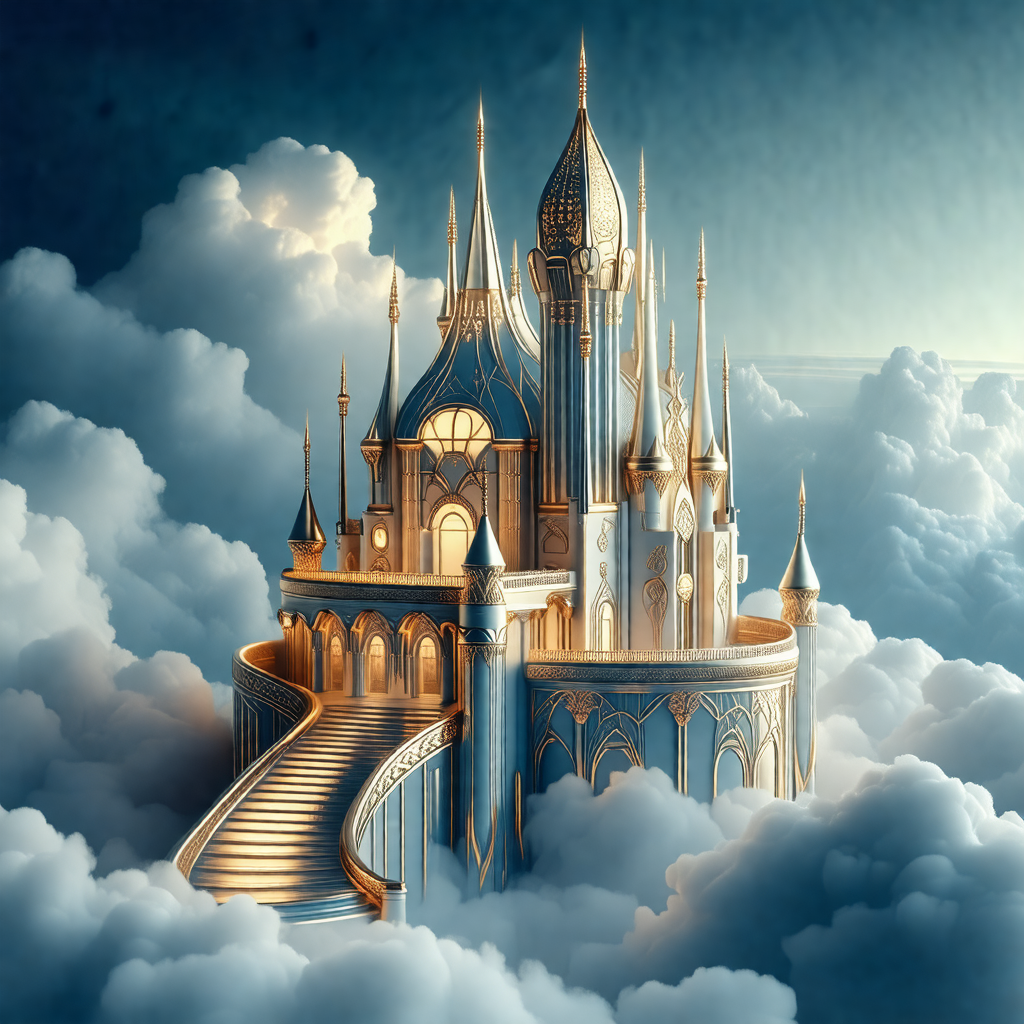 Beautifully designed castle with a tall tower and a large...