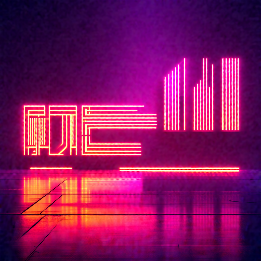 Large, illuminated sign with a pink glow