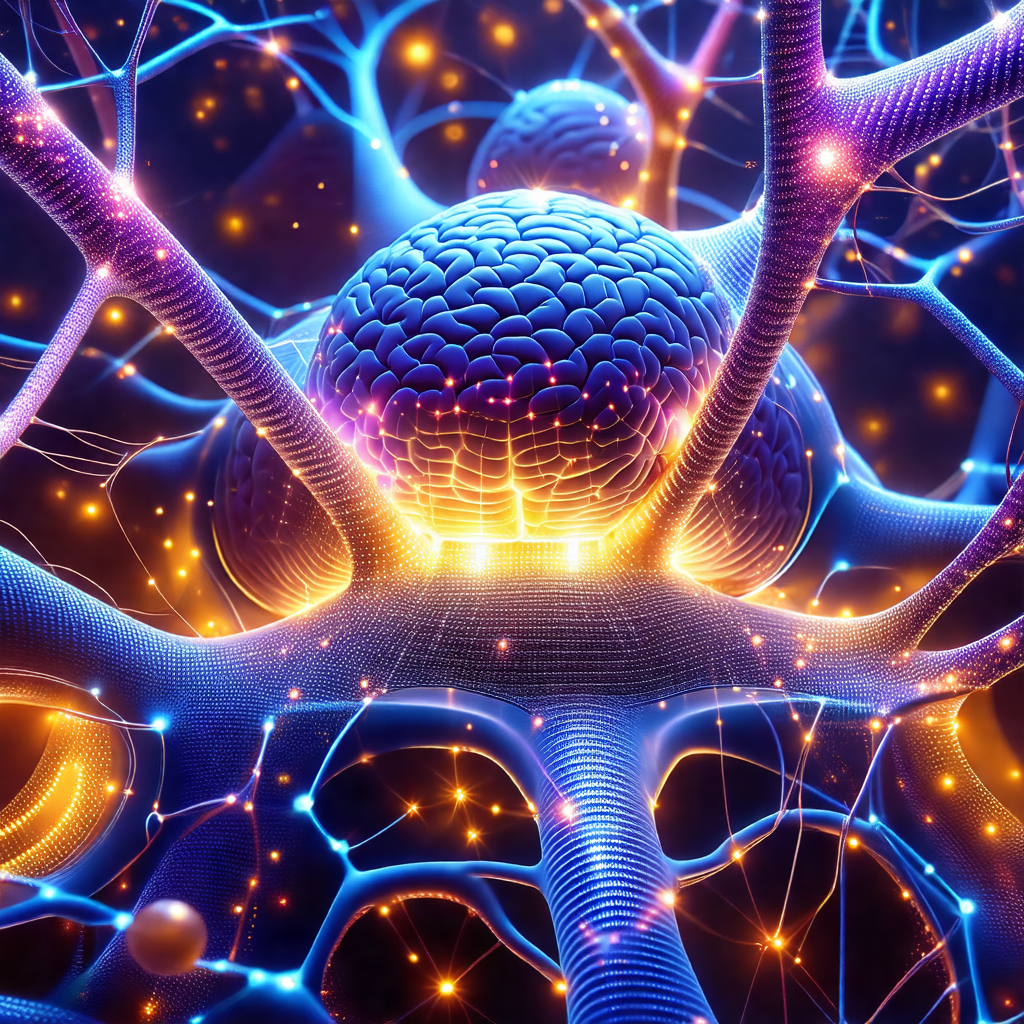 Close-up of a brain with a bright blue glow