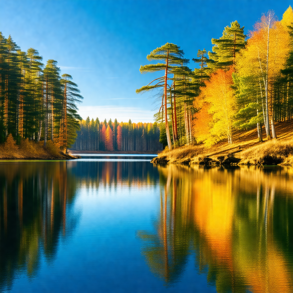 Serene lake surrounded by a forest of trees