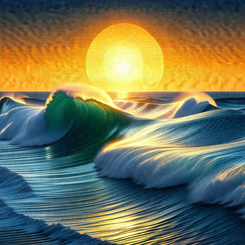 Beautiful sunset over the ocean, with the sun setting beh...