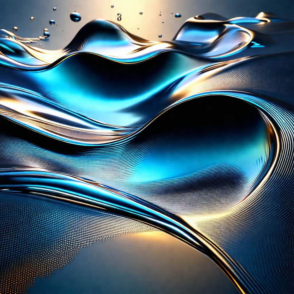 Blue and yellow liquid, possibly water, with a rippling e...