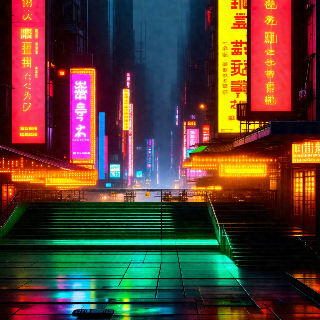 Colorful and vibrant cityscape at night
