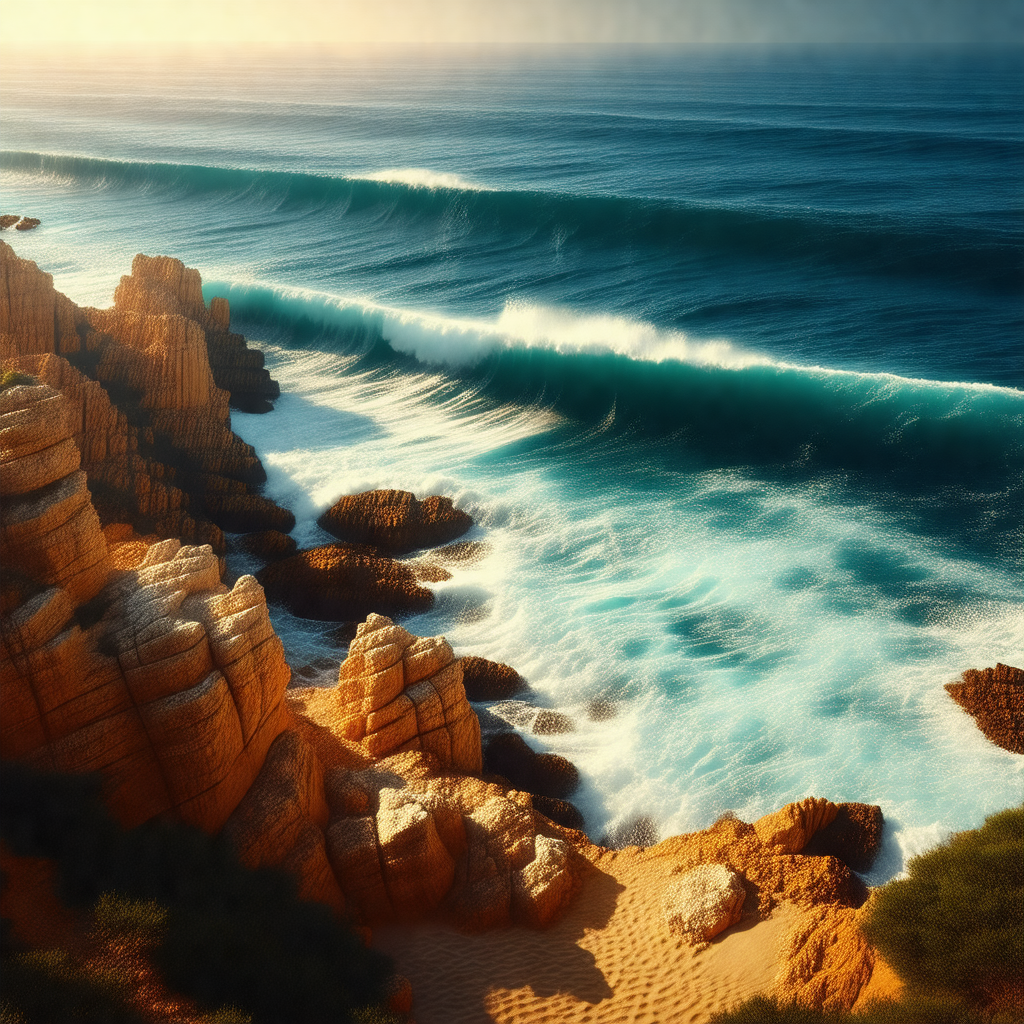 Beautiful beach scene with a large body of water, likely ...