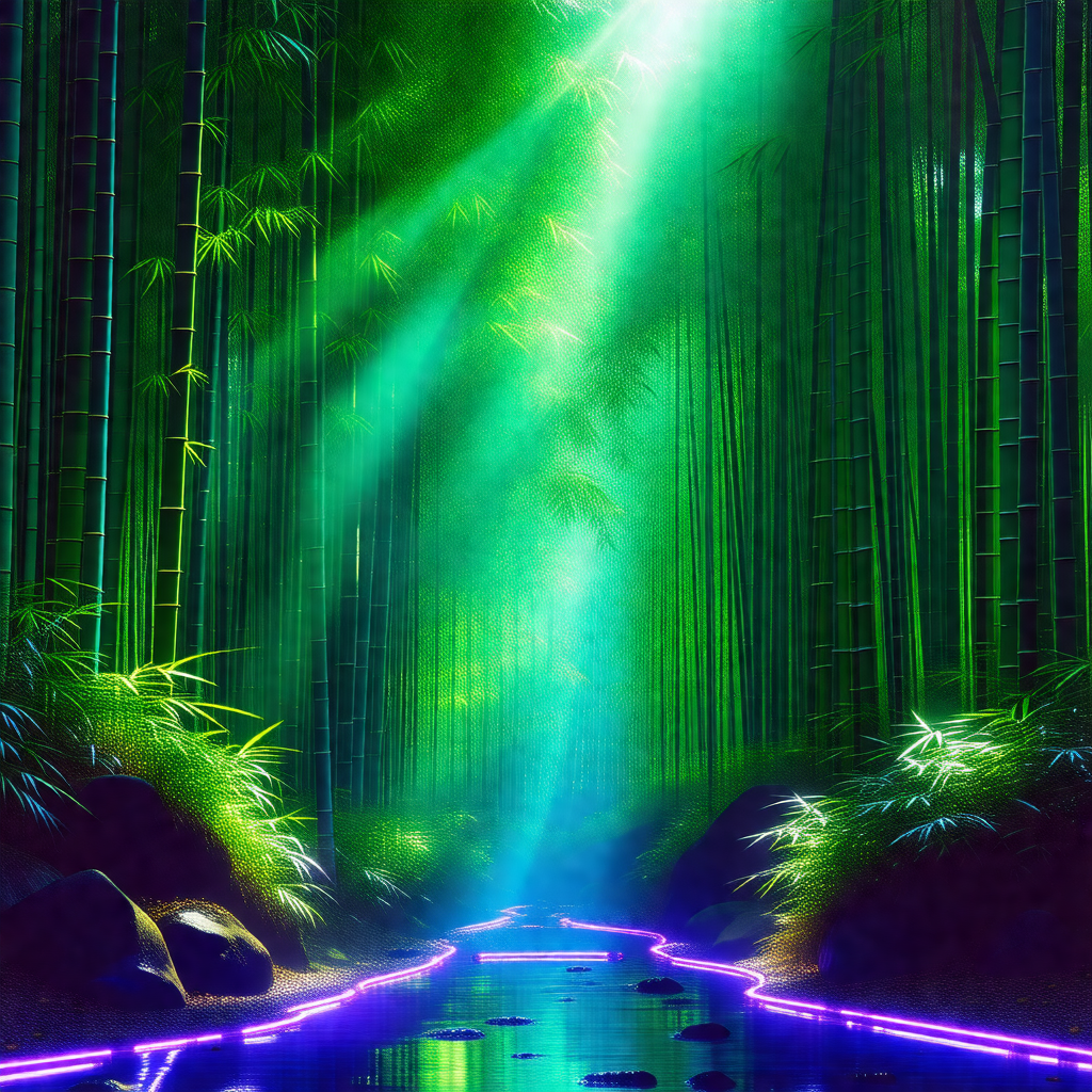 Serene scene of a river flowing through a lush green forest